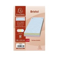 Exacompta 100 fiches bristol perforées 14.8x21 cm 5x5 coloris assortis