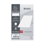 Exacompta 100 fiches bristol blanches non perforées 12.5x20 cm petits carreaux