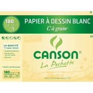 Canson pochette c à grain 12 feuilles 24x32 cm 180 grammes