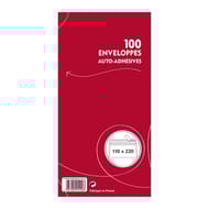 Enveloppes x 100 auto adhésives 110x220 mm