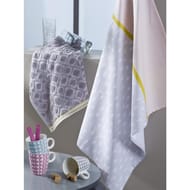 Lot de 2 torchons diandra gris 50x70cm 1 imprime / 1 eponge
