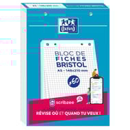 Oxford bloc bristol 148x210 60 fiches perforées q5 blanc