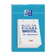 Oxford bloc bristol 148x210 30 fiches perforées uni blanc