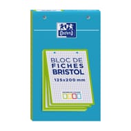 Oxford bloc bristol 125x300 30 fiches perforées q5/5 couleur