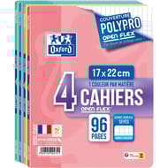 Lot de 4 cahier openflex pastel agrafe 170x220 96page optik p. Seyes