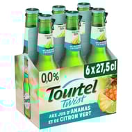 Tourtel Twist bière sans alcool aromatisée ananas et citron vert 6x27,5cl 0%vol
