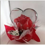 Flower Globes - Boule de verre avec fleur de rose - forme coeur