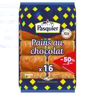 Brioche Pasquier pains au chocolat lot 2 sachets de 8 -50% sur le 2ème 720g