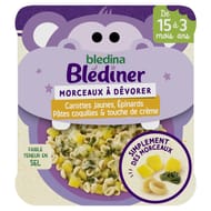 Bledina petit plat morceaux à dévorer carottes épinards pâtes coquilles 200g dès 15 mois