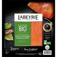 Labeyrie saumon atlantique bio fumé au bois de hêtre 2 tranches 65g