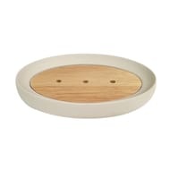 Porte savon resine et bois creme