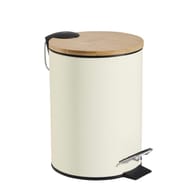 Poubelle creme 3l metal couvercle plat bois