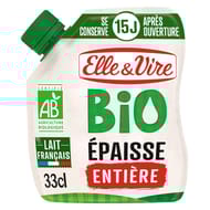 Elle & Vire crème entière épaisse bio poche souple 324g
