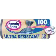 Handy bag 100% recyclé sacs poubelle à lien pratique ultra résistant 100L x10