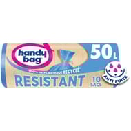 Handy bag 100% plastique recyclé sacs poubelle à lien résistant 50l x10