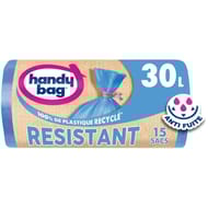 Handy bag 100% plastique recyclé sacs poubelle à lien résistant 30l x15