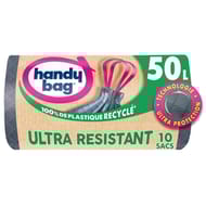 Handy bag sac poubelle à poignées coulissantes ultra résistant plastique recyclé 50Lx10