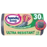 Handy bag sacs poubelle à poignées coulissantes ultra résistant 30l x15
