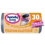 Handy bag 100% recyclé sacs poubelle fixation élastique 30 l x 15