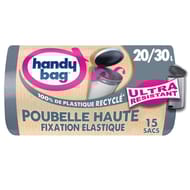 Handy bag 100% plastique recycle sacs poubelle à fixation élastique poubelle haute 20L 30L x15