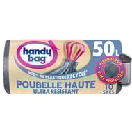 Handy bag sacs poubelle haute ultra résistant à poignées coulissantes 50l x10