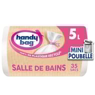 Handy bag 100% plastique recycle sac poubelle salle de bains a lien 5l x35