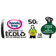 Handybag sac poubelle écolo 100% recyclé 50l x10