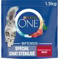 Purina one chat stérilisé Croquettes pour chat adulte au boeuf et au blé 1,5 KG
