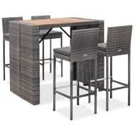 Ensemble repas haut 4 personnes Résine tressée/acacia