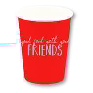 10 gobelets 25cl en carton good friends fond rouge