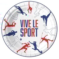 8 assiettes en carton 23cm vive le sport