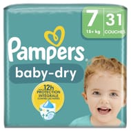 Pampers baby dry couches taille 7 15kg+ x31