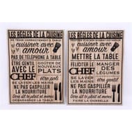 Plaque "règles de la cuisine" 30x40cm