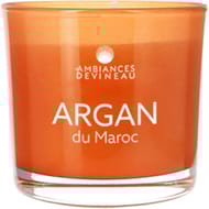 Ambiances devineau bougie verre colore et serigraphie d70 argan du maroc