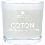 Ambiances devineau bougie verre colore et serigraphie d70 coton de louisiane
