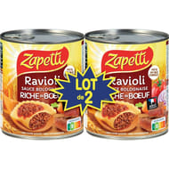 Zapetti ravioli sauce bolognaise riche en boeuf blé complet lot 2 x800g