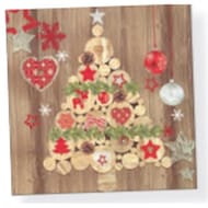 20 serviettes 33x33cm 3 plis sapin fond bois