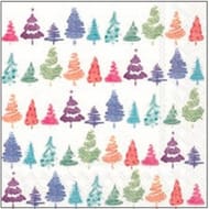 20 serviettes 33x33cm 3 plis sapins colorés