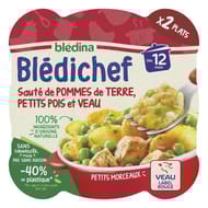 Bledina blédichef sauté de pommes de terre petits pois et veau dès 12 mois 2x230g