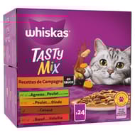 Whiskas pâtée pour chat sachets fraîcheur tasty mix recettes de campagne en sauce 24x85g