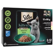Sheba kitten sélection mixte en sauce sachets fraicheur pour chaton 2 variétés 12x85g