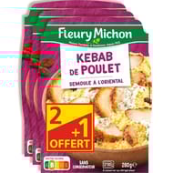 Fleury michon kebab de poulet & seoule à l'orientale 840g lot de 2 + 1 offert