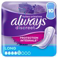 Always discreet serviettes pour fuites urinaires long x10
