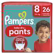Pampers baby dry couches-culottes  taille 8 19 kg+ x26