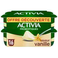 Activia saveur vanille sans arome artificiel 16x125g offre découverte