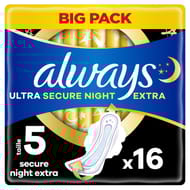 Always ultra serviettes hygiéniques ailettes nuit extra secure x16