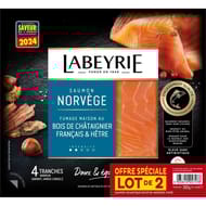 Labeyrie saumon Atlantique de Norvège fumé lot de 2 x 4 tranches - 2 x 130g - 260g - offre spéciale
