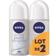 Nivea anti-transpirant bille féminin pure invisible 48h lot de 2x50ml