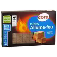 Cora allume feu 32 cubes bois et huile végétale plaque secable pefc