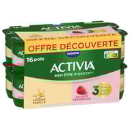 Activia arôme vanille framboise 16x125g offre découverte